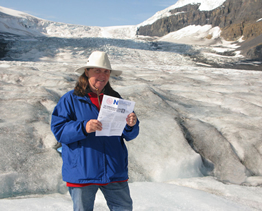 Ann on the Athabasca Glacier at Jasper National Park 2008