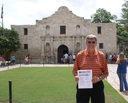 Peder in front of the Alamo, San Antonio, Texas, 2008