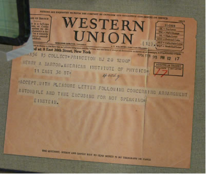Telegram from Einstein